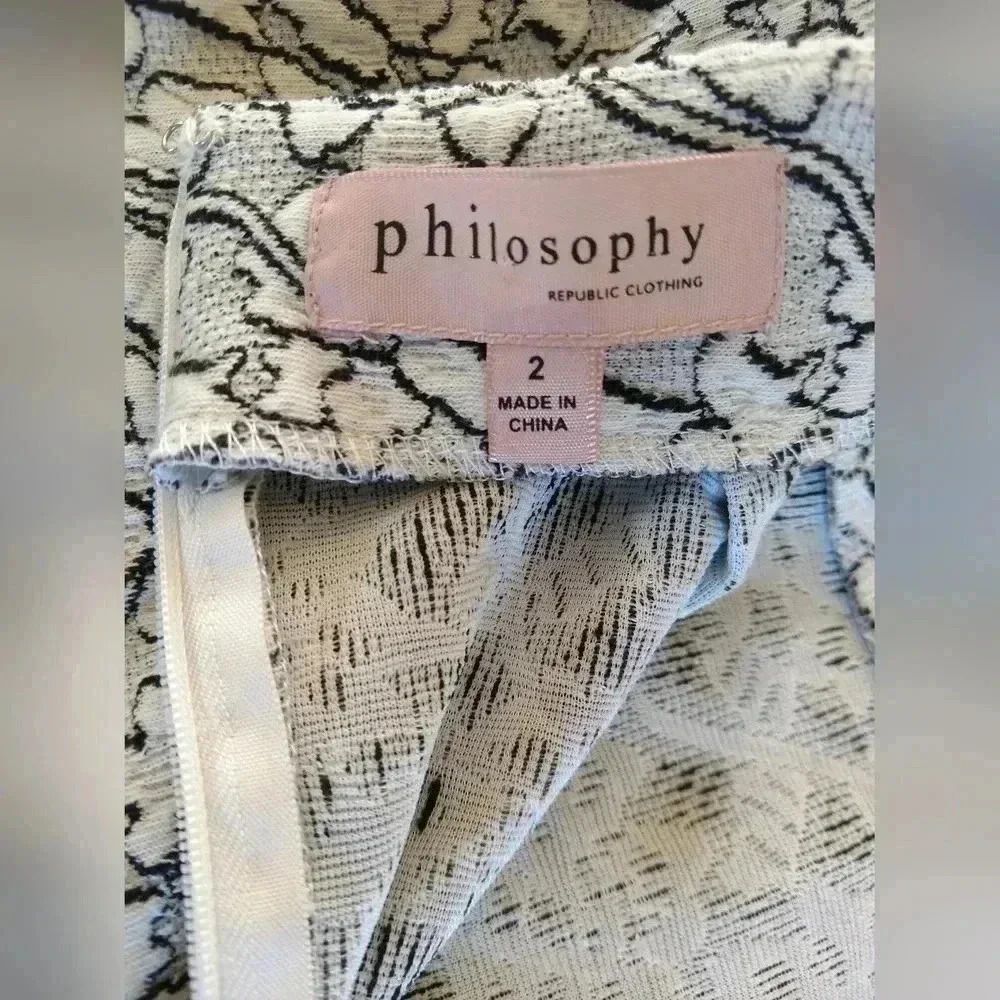 Philosophy Republic White and Black Knit Pencil Skirt, Size 2